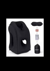 Inflatable Travel Pillow Neck Airplane Sleep Eye Mask Ear Plugs Brand New