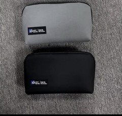 Electronics Travel Organizer Pouch Multi-Partition Zipper Case Black/Gray