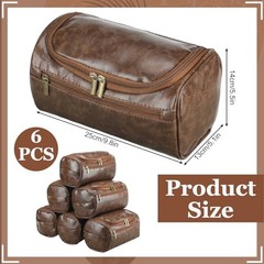 6 Pcs Groomsmen Gift Groomsmen Toiletry Bags Set of 6 Leather Dark Brown