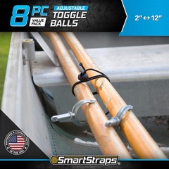 SmartStraps Adjustable Toggle Ball Bungee Cord, Adjust (pack of 8), Black