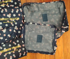 New Travel Season 7 Piece Secret Pouch Waterproof Navy Daisy Luggage Organizer