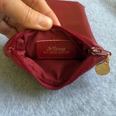 St. Thomas Red Cowhide Leather Travel Pouch Storage Organizer 2 Pocket Zip Side