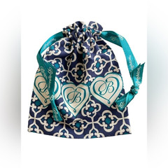 BRIGHTON Drawstring Cloth Jewelry Gift Bag Dust Pouch‎ Blue Teal 4×6 Logo Ribbon
