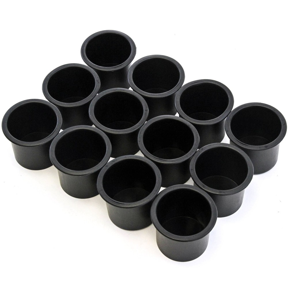 12 Cup Holder Plastic Pocket Recessed Insert I – 12 Holders, Black