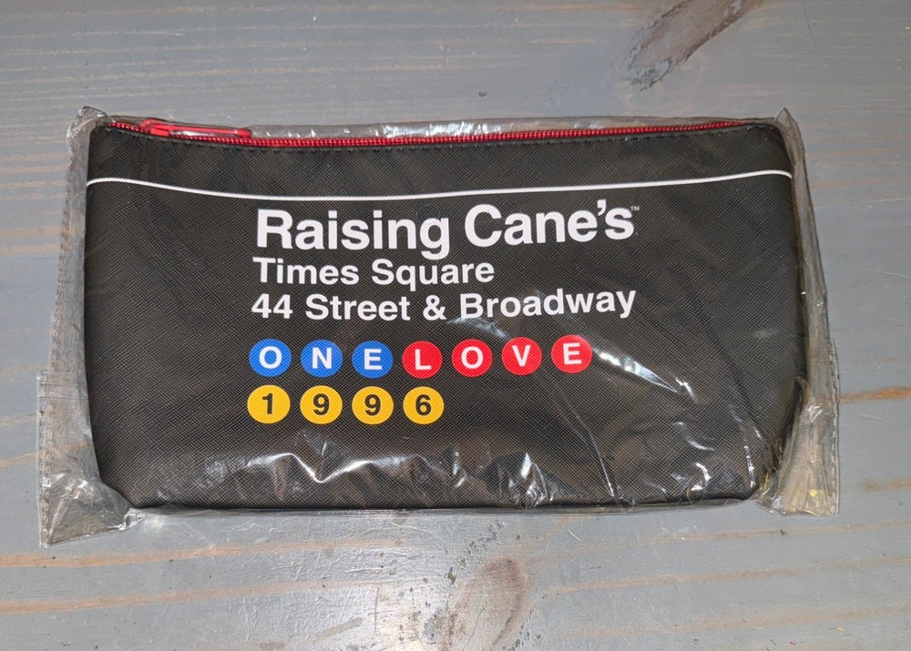 Raising Cane&rsquo;s Times Square Travel Pouch/Toiletry Bag Black Red Blue One Love