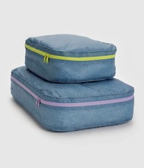 NEW! Baggu *LARGE* PACKING CUBE SET in “Digital Denim” Recy. Nylon SOLD OUT/RARE
