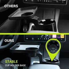 SodaRide Car Cup Holder Tray -Expander- 3 in 1 1 cup holder + 1 tray, Black