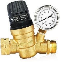 RV Water Pressure Regulator for RV Camper. Brass Lead-free Adjustable Water