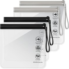 Reusable 4Pcs Clear Liquid Travel Bags – TSA Approved, Waterproof & Stylish