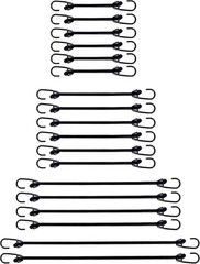 Joneaz Mini Bungee Cords with Hooks 2 inch 4 mixed sizes (18-Piece), Black