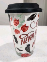 OwlCrate Nevernight Ceramic Travel Coffee Mug Cup And Silicone Lid Exclusive