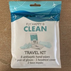 iFLY smart Fly Happy & Clean Travel Kit – Wipes + Gloves + headrest + Face Masks