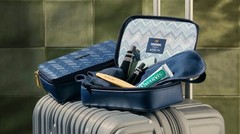 Missoni for Delta Travel Toiletry Bag Case Navy Blue Chevron Pattern New