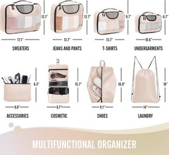 8 Set Packing Cubes, Travel Gifts for Women Mom, Carry on Suitcase Organizer …
