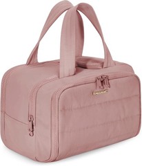 Large Puffy Travel Toiletry Bag for Women – Waterproof Pink Makeup Organizer