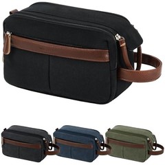 Canvas Toiletry Bag for Men – Water Resistant Travel Bag for Medium Black