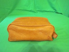 LEATHEROLOGY Brown/Tan Travel Toiletry Bag Dopp Kit Double Zipper Nice