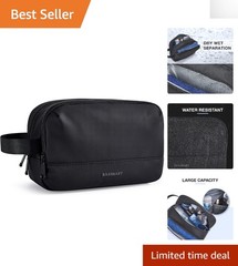 Versatile Black Travel Toiletry Bag – Men&rsquo;s Waterproof Kit with Dual Zippers