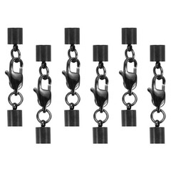 6Pcs for Lobster Hooks with Lanyard Caps 5mm, Black (Style 1)