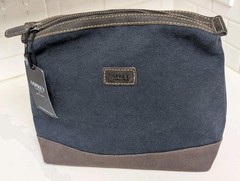 New Osprey London Navy Blue Travel Bag Canvas 10&Prime; x 8.5&Prime; x 4.75&Prime; Leather Trim