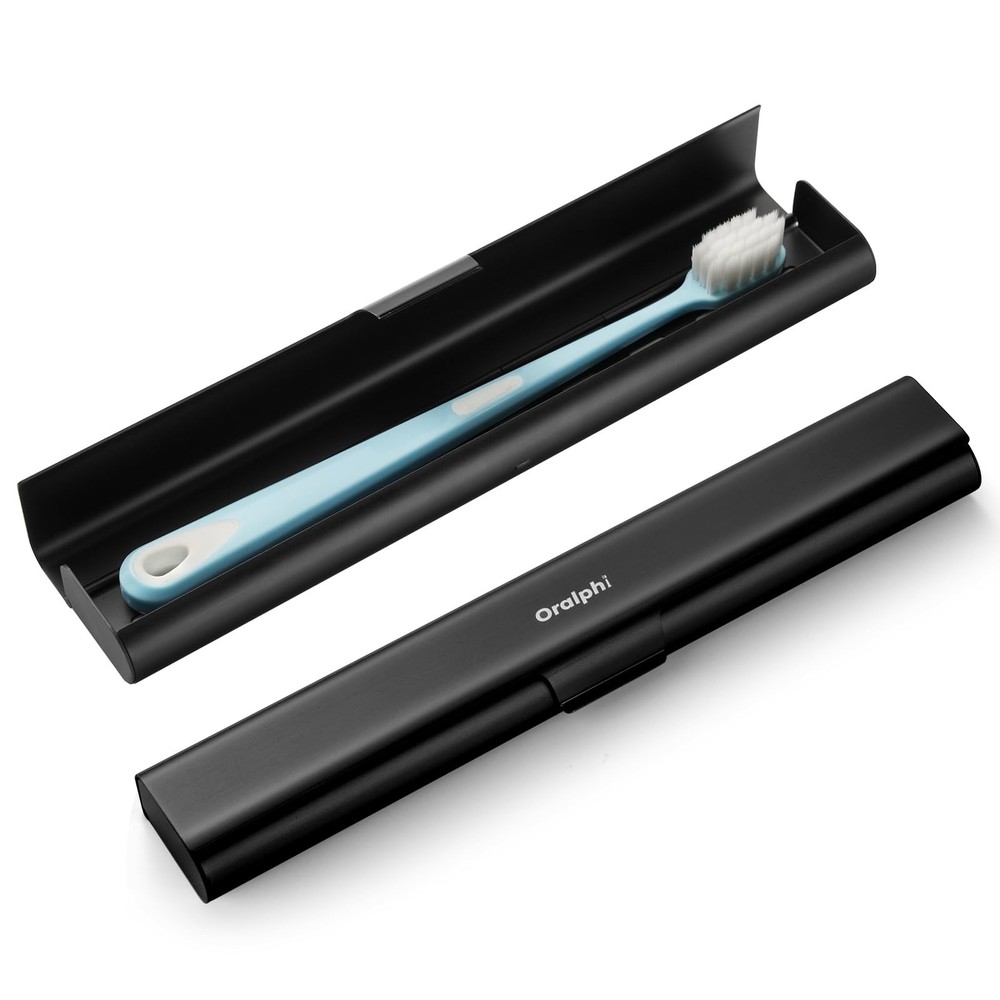 Oralphi Aluminum Toothbrush Travel Case, Portable 1 Pack (Standard), Black