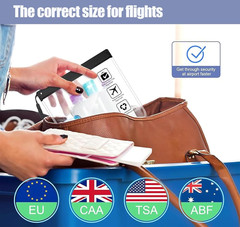 5 Bolsas Transparentes de Viaje Aprobadas TSA Impermeables Reutilizables