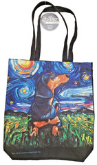 Aja Trier Tote Starry Night Black & Tan Dachshund 17&Prime;