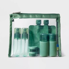 8pc Complete Travel Toiletry Set Dark Ivy – Open Story: Silicone, PET Beauty Set