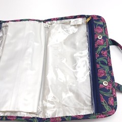 TOTES Travel Amenities Makeup Toiletry Bag Organizer Quilted Navy Pink Floral