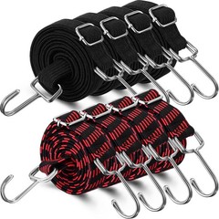 Saintrygo 8 Pcs 80 Inch Adjustable Flat Bungee 80 Inch, Red Black, Black