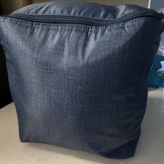 Blue/Gray Zippered Fabric Travel Pouch Bag with Handle, Zip Travel Case