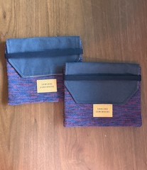Set of 2 Someone Somewhere Artisan Pouch Blue Woven Fabric Delta Airlines Collab