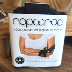 Napwrap Personal Travel Armrest Eye Mask Ear Muff Phone Holder Black New