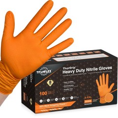 TitanFlex Heavy Duty Industrial Orange Nitrile Large (Pack of 100),