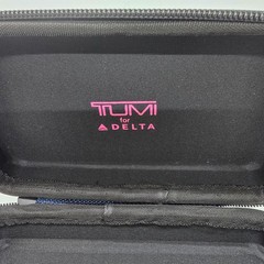 TUMI for Delta Navy Blue Hard Shell Amenity Travel Case Kit Zippered Pouch Zippe