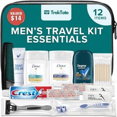 Men Travel Toiletry Kit 12 Piece TSA Approved Clear Bag Shampoo Body Wash