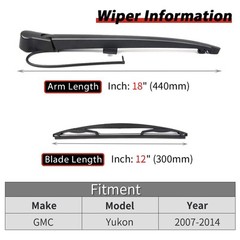 15277756 Replacement for Gmc Yukon 2007-2014 Rear Windshield Back Wiper Arm Blad