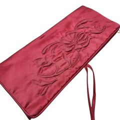 VTG ila American Needlecrafts Hot Pink Satin Foldout 4 Zipper Jewelry Travel Bag