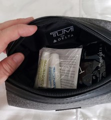 VTG -TUMI gray soft 7” mini case zip toiletries cosmetic travel kit bag COMPLETE