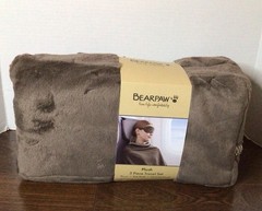 Bearpaw 3-piece Travel Set Comfy Plush Throw Blanket Eye Mask Carrying Pouch New