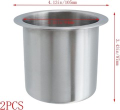 Dnyta 2Pcs Stainless Steel Cup Holder 4.1×3.4, Regular style, 2pcs, Silver