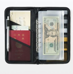 MUJI Polyester Passport Case with Clear Pocket Black 23.5x13x2.5 cm « US Seller »