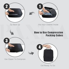 PANDA JOYS 4 Set Compression Packing Cubes Travel – Travel Accessories Black