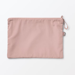 MUJI polyester double zipper case Pink L Approx. 19 x 27 cm