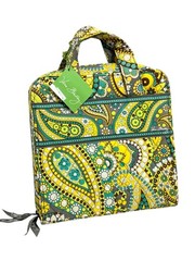 Vera Bradley Tech Organizer Lemon Parfait Quilted Green Yellow Electronics Bag