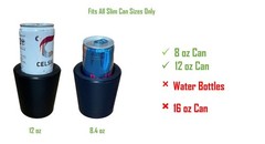Kimalab Slim Can Universal Cup Holder Adapter 8.4 oz / 2 Pack, black
