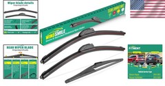 Nissan Rogue 2014-2023 Wiper Blades Set 26&Prime; 17&Prime; 12&Prime; OEM Quality Pack of 3