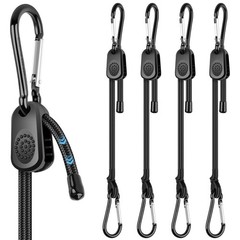 Kinzomor Adjustable Bungee Cords with Hooks 12 Inch, 4 Pcs 12 Black