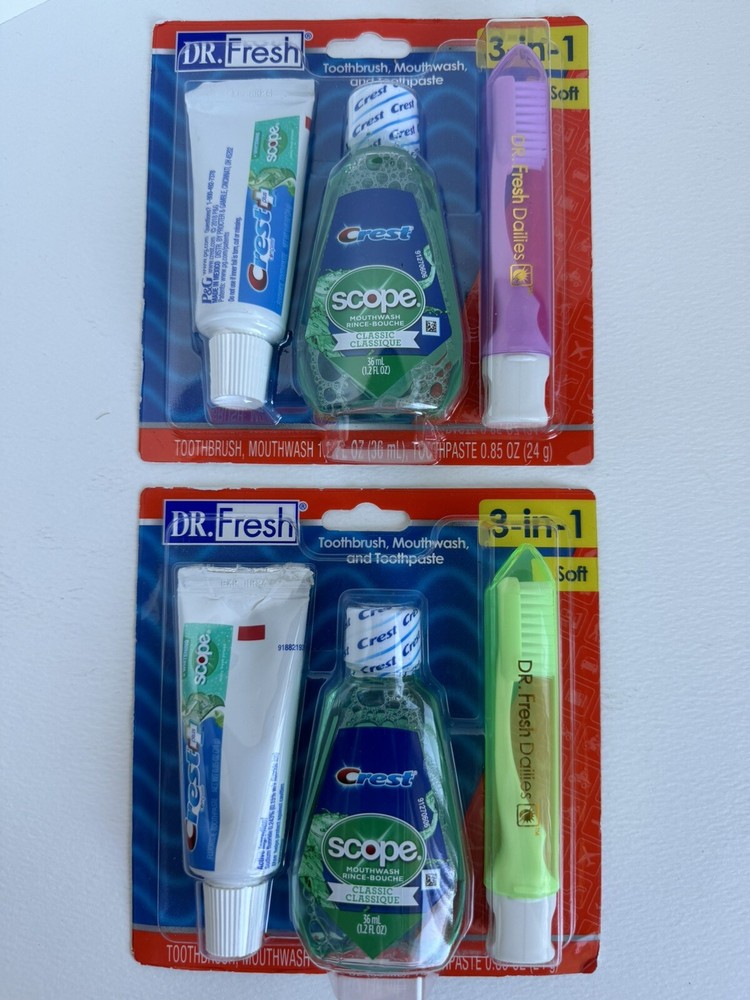 2x Dr. Fresh Travel Kit 3-in-1 Toothpaste/Scope, 2 Packs Expire:03/2024
