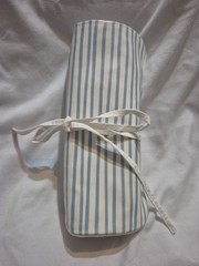 Rollup Jewelry Bag Travel White Blue Striped Girls Ladies Ties Zips Inside